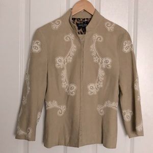 Suede Dolce & Gabbana tan jacket with lace appliqué